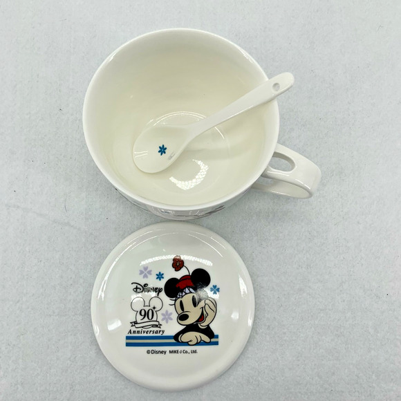 Disney 90th Anniversary Ceramic Soup Mug w/Lid & Spoon Mike-J Co‎ Minnie Mouse - Picture 8 of 8